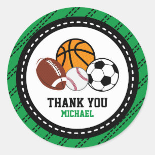 Sticker Rond Tag Sport All Star Party Merci Favoriser