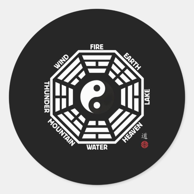 Sticker Rond Tai Chi Yin Yang King Wen Bagua (Devant)