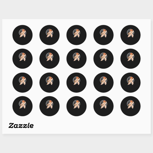 Sticker Rond Tai Chi Ying Yang Tai Chi Cat (Feuille)