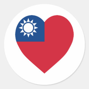 Sticker Rond Taïwan Chine - Coeur du drapeau
