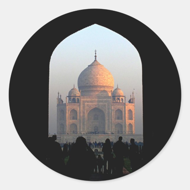 Sticker Rond Taj Mahal Lumière de Dawn Inde Architecture Photo (Devant)
