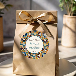 Sticker Rond Talavera azulejo tuile vintage mariage mexicain