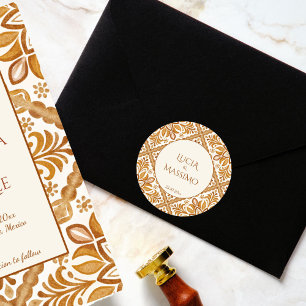 Sticker Rond Talavera terracotta vintage mariage mexicain