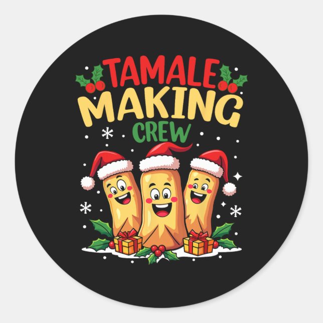 Sticker Rond Tamale Rendre l'équipage drôle Mexique Noël Père N (Devant)
