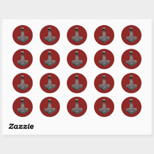 Sticker Rond Tambour en acier rouge marteau petit rond