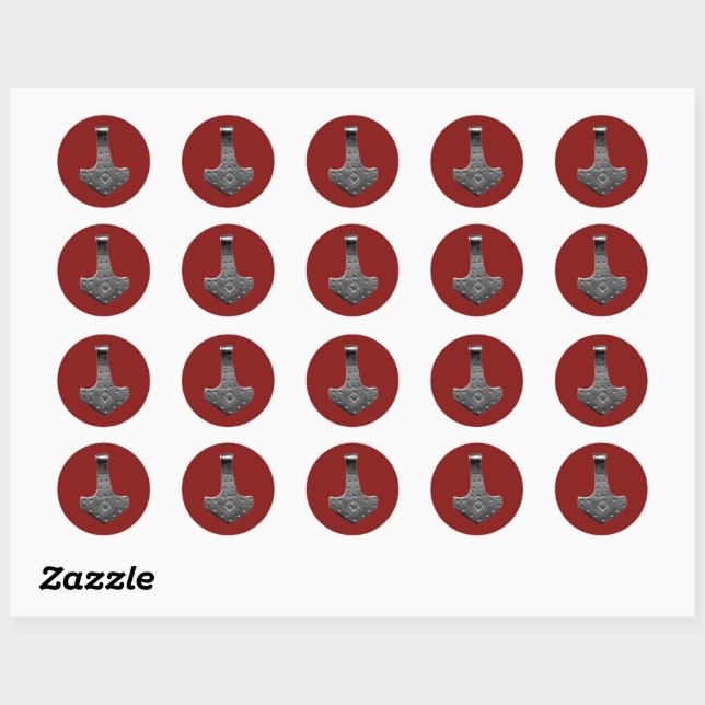 Sticker Rond Tambour en acier rouge marteau petit rond (Feuille)