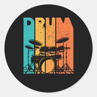 Sticker Rond Tambours | Drumming Lover Drummer Cadeau
