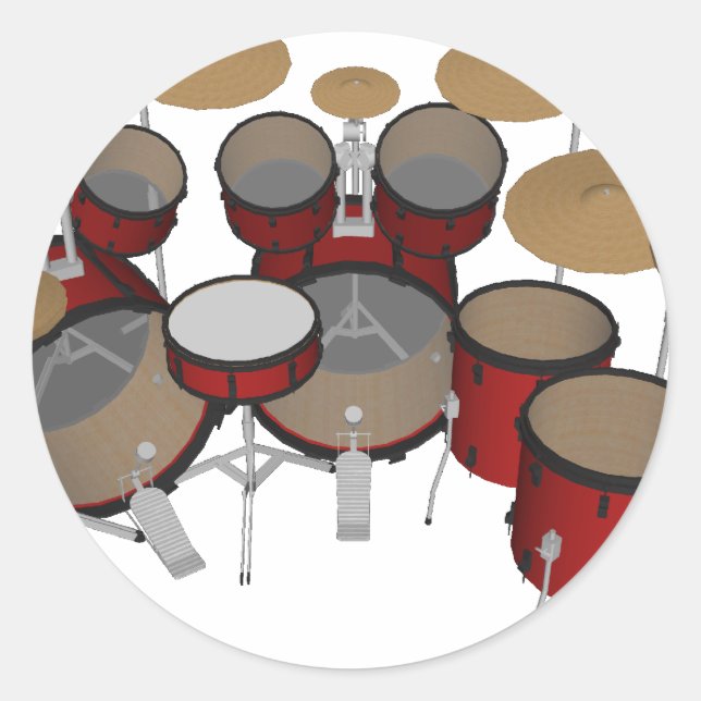 Sticker Rond Tambours : Kit Tambour rouge : Modèle 3D : (Devant)