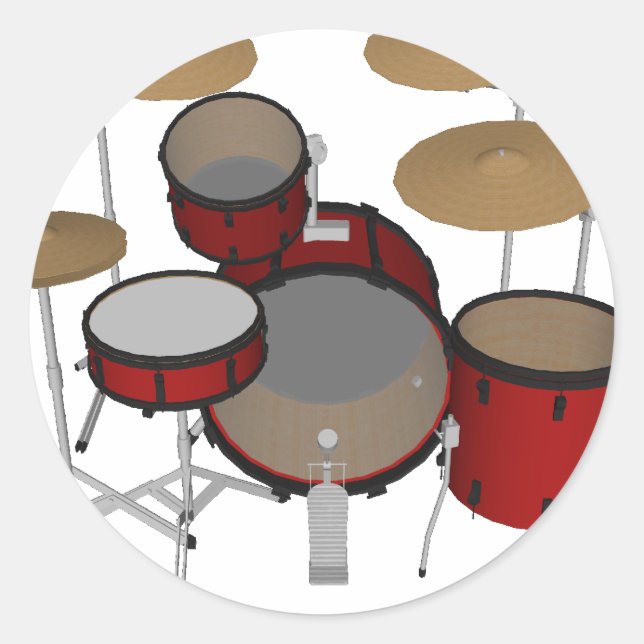 Sticker Rond Tambours : Kit Tambour rouge : Modèle 3D : (Devant)