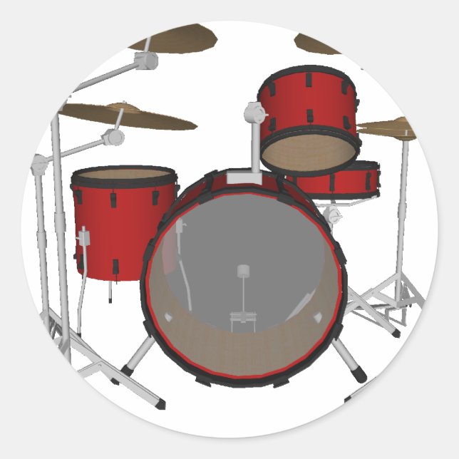 Sticker Rond Tambours : Kit Tambour rouge : Modèle 3D : (Devant)