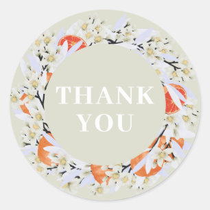 Sticker Rond Tangerine Agrumes Branches florissantes Wreath Flo