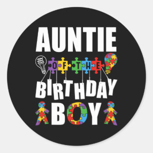 Sticker Rond Tante De L'Anniversaire Garçon Sensibilisation sur