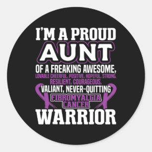 Sticker Rond Tante Fibromyalgie Sensibilisation Ruban Filles Fe