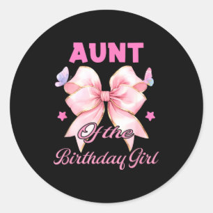 Sticker Rond Tante fille d'anniversaire correspondant coquette