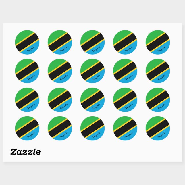 Sticker Rond Tanzanie & drapeau tanzanien patriotes, vacances / (Feuille)