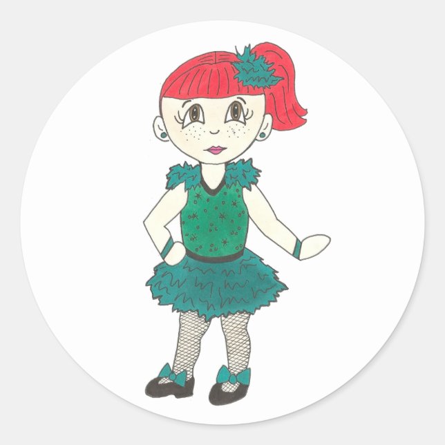 Sticker Rond Tap Dance Studio Considérant Costume Danseuse Fill (Devant)