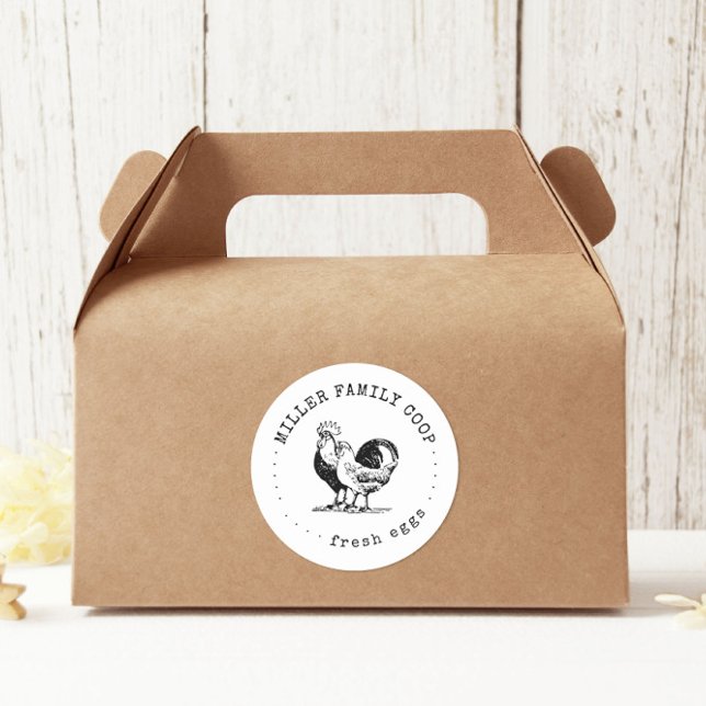 Sticker Rond Tapis Rustique Famille de machines à écrire Poulet (Créateur téléchargé)