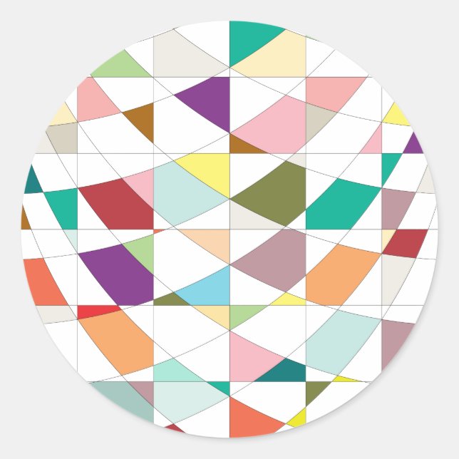 Sticker Rond Tapisserie aux couleurs Abstraites (Devant)