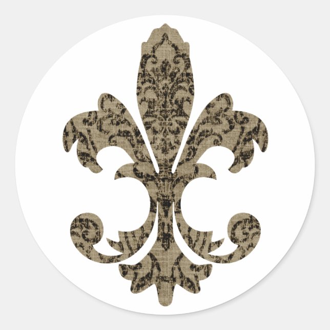 Sticker Rond Tapisserie Fleur de lis 4 (Devant)