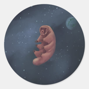 STICKER ROND TARDIGRADE DE L'ESPACE