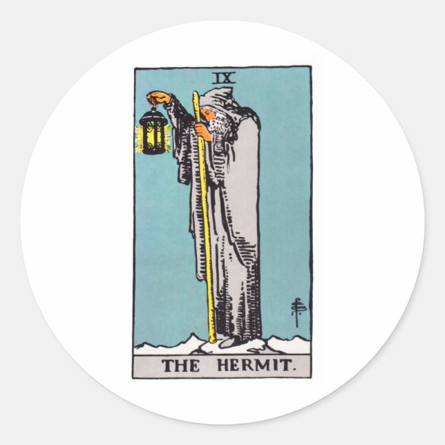 Sticker Rond tarot-hermite (Devant)