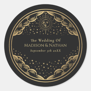 Sticker rond Tarot Sun et Moon Mariage classique