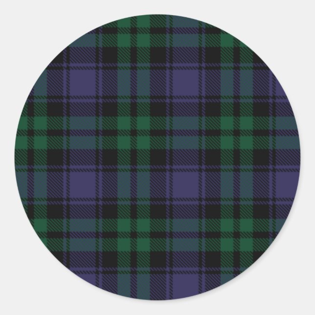 Sticker Rond Tartan Black Watch, Plaid (Devant)