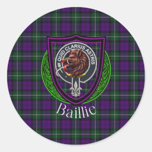 Sticker Rond Tartan et blason du clan écossais Baillie