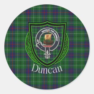 Sticker Rond Tartan et blason du clan écossais Duncan