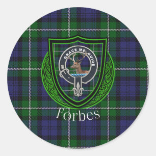 Sticker Rond Tartan et blason du clan écossais Forbes