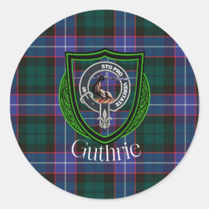 Sticker Rond Tartan et blason du clan écossais Guthrie