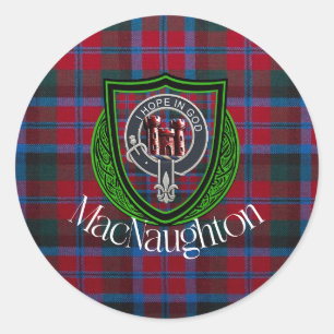 Sticker Rond Tartan et blason du clan écossais MacNaughton