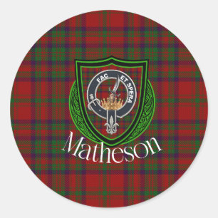 Sticker Rond Tartan et blason du clan écossais Matheson