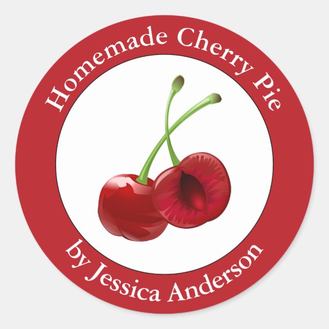 Sticker Rond Tarte à Cerise Maison Rouge (Devant)
