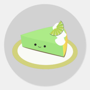 Sticker Rond Tarte à citron vert à clé mignonne
