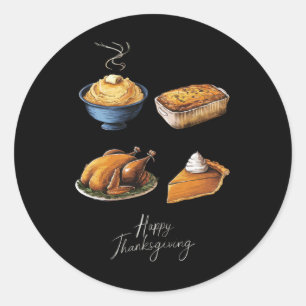 Sticker Rond Tarte à la citrouille de Thanksgiving automnal rét