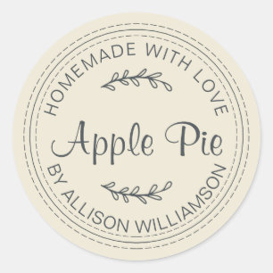 Sticker Rond Tarte à la pomme maison rustique blanc antique