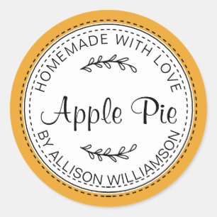 Sticker Rond Tarte à la pomme maison rustique jaune