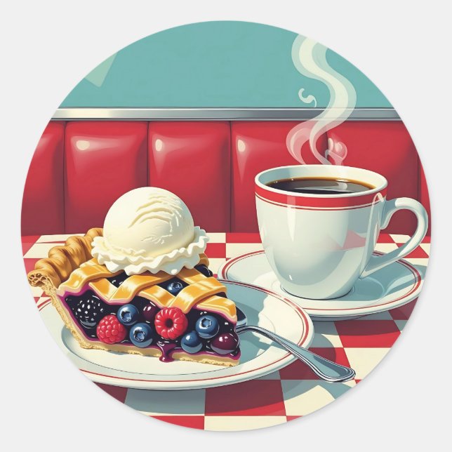 Sticker Rond Tarte au Berry mélangé, crème glacée et café (Devant)