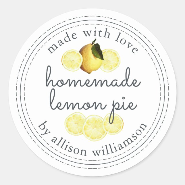 Sticker Rond Tarte au citron maison rustique blanche (Devant)