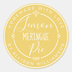 Sticker Rond Tarte au citron meringuée personnalisée fait maiso