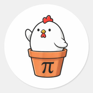 Sticker Rond Tarte au poulet drôle Joyeuse journée Pi 3.14 Ense