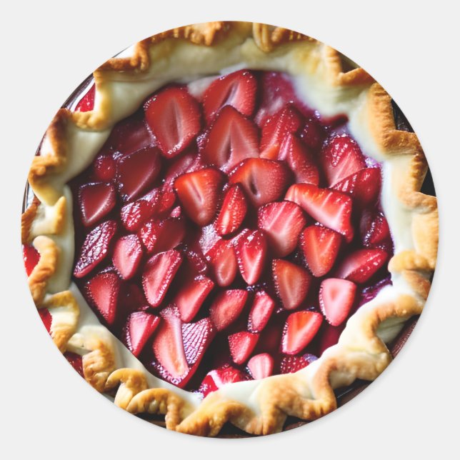 Sticker Rond Tarte aux fraises avec croûte (Devant)