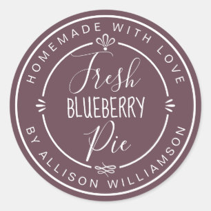 Sticker Rond Tarte aux myrtilles maison classique pourpre prune