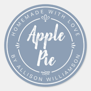 Sticker Rond Tarte aux pommes maison bleu poussière