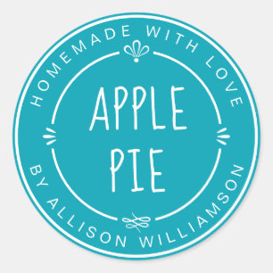 Sticker Rond Tarte aux pommes maison rustique bleu bleu martin-