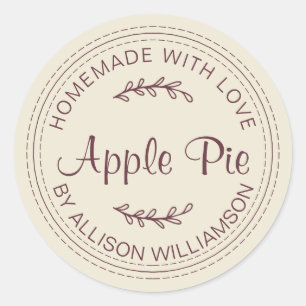 Sticker Rond Tarte aux pommes maison rustique écriture Bourgogn