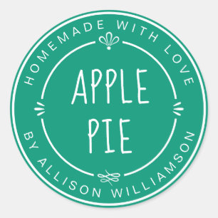 Sticker Rond Tarte aux pommes maison rustique Émeraude verte