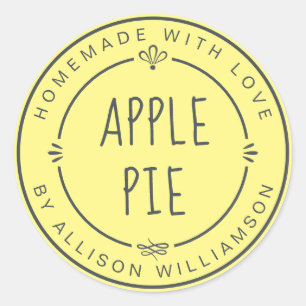 Sticker Rond Tarte aux pommes maison rustique jaune pastel
