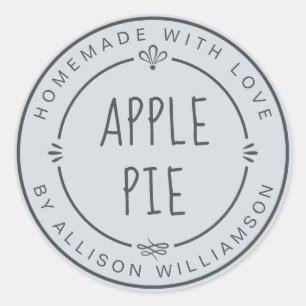 Sticker Rond Tarte aux pommes maison rustique Pastel Bleu